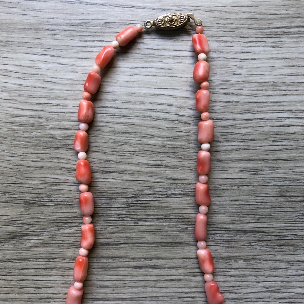 Gorgeous Vintage Angel Skin Coral Beaded Necklace Natural Rare Unique - Picture 5 of 13